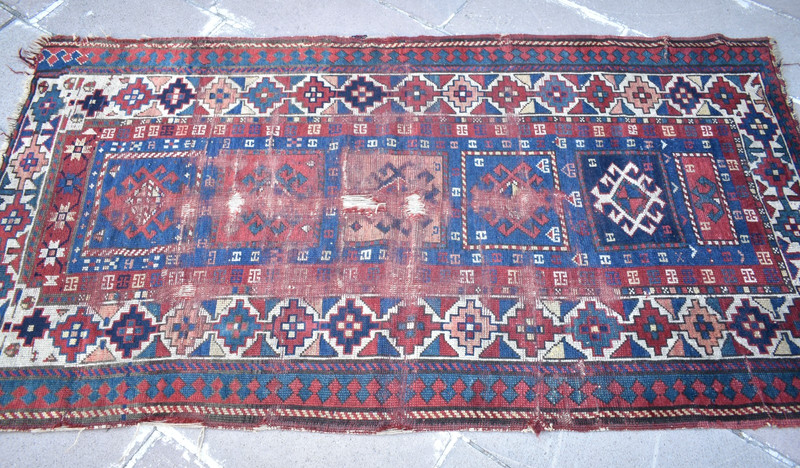 Fabulous Antique Caucasian Rug 43'' x 80'' Collector Item Great Color Kazak Rug gallery