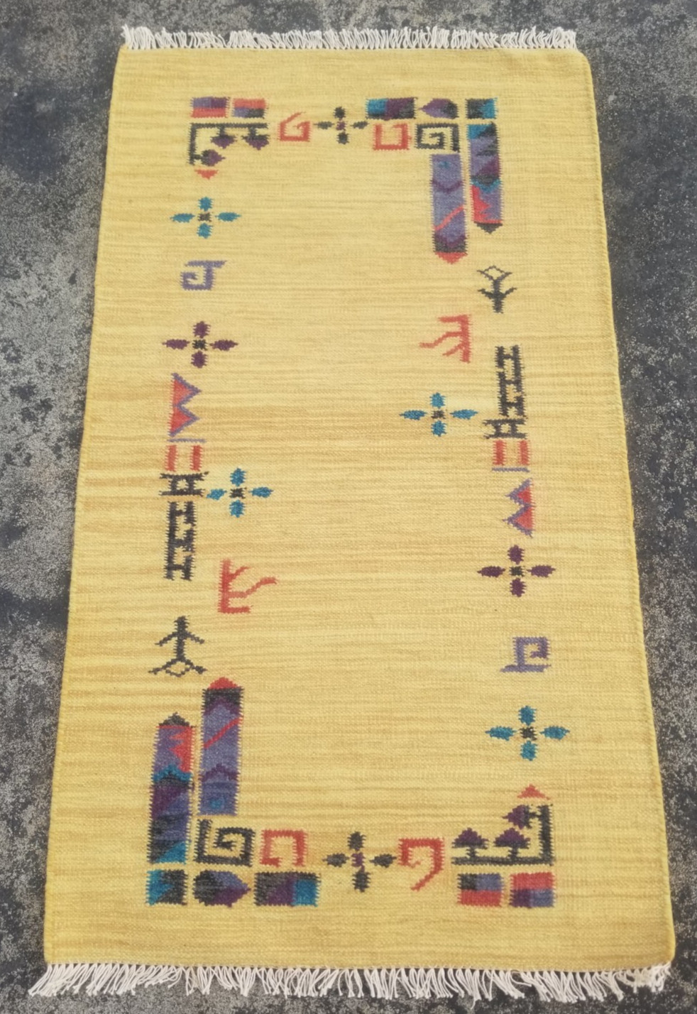 Vintage Traditional Handmade Beautiful Moroccan Kilim Floor Rug Carpet 120x68 cm gallery