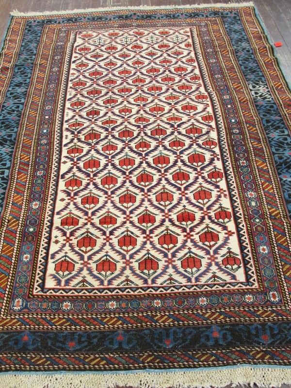 4'3" x 6'8" Antique Kuba, Kazak Rug, Caucuses, c-1880's, #17007 gallery