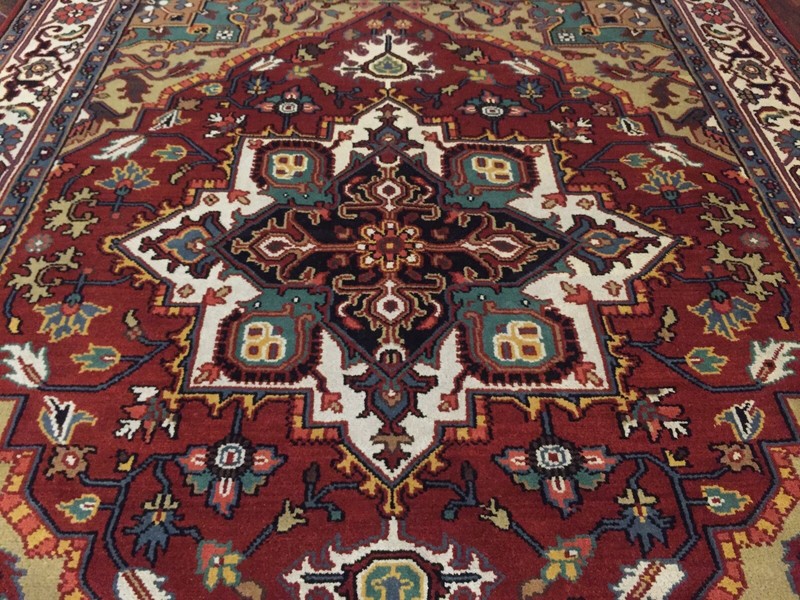 Sale Genuine Hand Knotted Indo Oushak Heriz Geometric Area Rug Carpet 8’x10’4,79 gallery