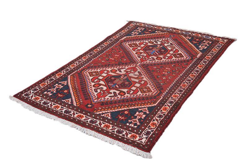 Diamond Medallion Tribal Afghan 4' 3" x 6' 5" Red Hand Knotted Area Rug gallery