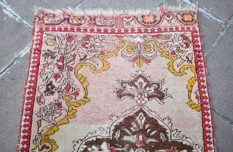 Fabulous Antique Turkish Example Rug 29'' x 49'' Collector's Item Worn Wall Rug gallery
