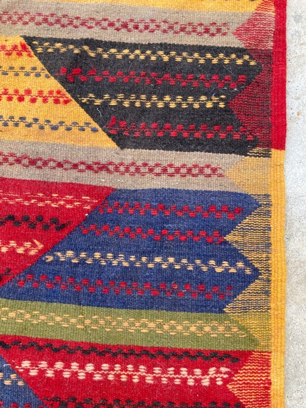 Vintage Handmade Traditional Turkish Geometric Wool Kilim Rug 97x66 cm gallery
