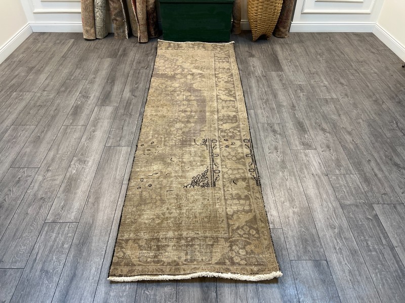 Persian Runner Distressed Kitchen Floor Hallway Floor Wool Handmade Rug 2.9x9.2 gallery
