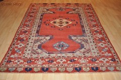 6×8 ft. Turkish Sewan design rug Natural wool orange carnelian color Coral
