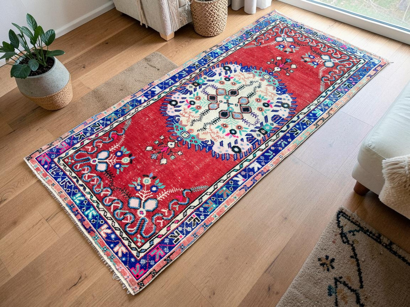 Bohemian rugs, Runner rug, Handmade, Turkish rug, Vintage, Wool | 3,0 x 6,6 ft gallery