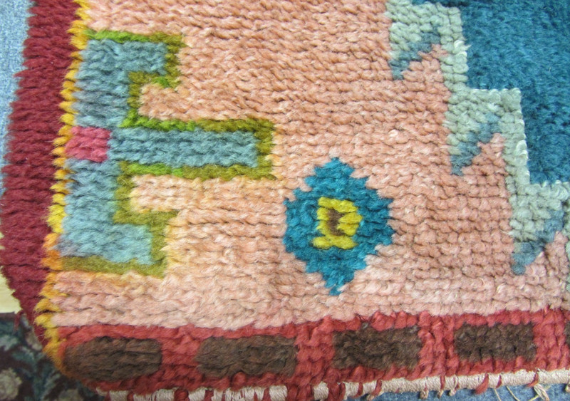 Vintage Scandinavian Rya Rug Wool Pile Sampler Mid Century Design 32" x 51" Rare gallery