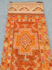 2.7 x 10 Ft Antique rug, Turkish runner 3×10 vintage, Herki rug Orange