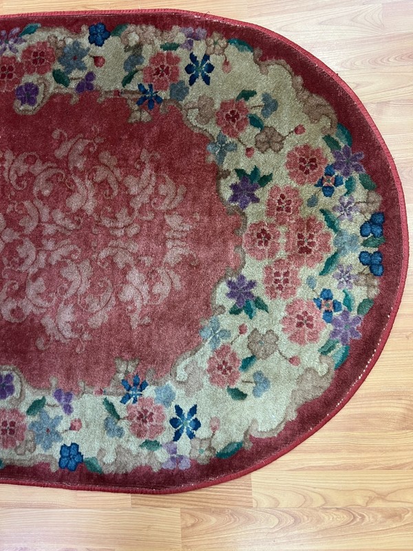 3' x 5' Antique Oval Chinese Art Deco Oriental Rug - 1930s - Hand Made gallery