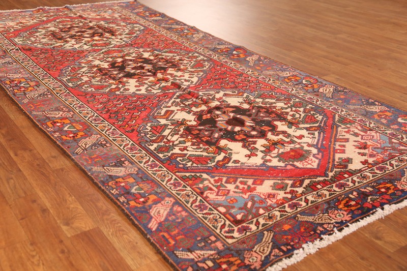 Bird Design Vintage Rust Wool 10 ft Runner Rug Hand-knotted Hallway Carpet 4x10 gallery