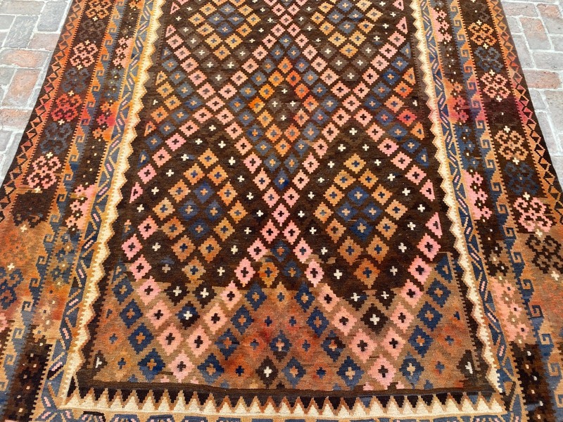 8.3x13.3 Afghan Kilim Rug Turkish Style Terracotta Geometric Handmade Flatweave gallery
