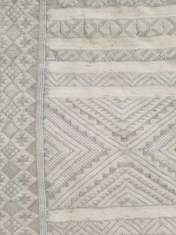 Vintage Traditional Handmade Moroccan Wool Beige Kilim 7.2x4.7ft gallery