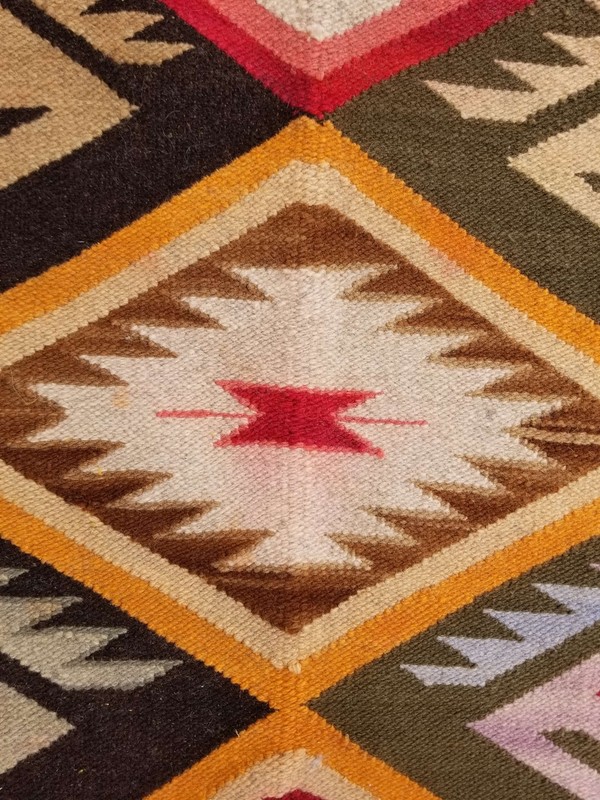 Vintage Traditional Handmade Peruvian Wool Multicolor Kilim 146x108cm gallery
