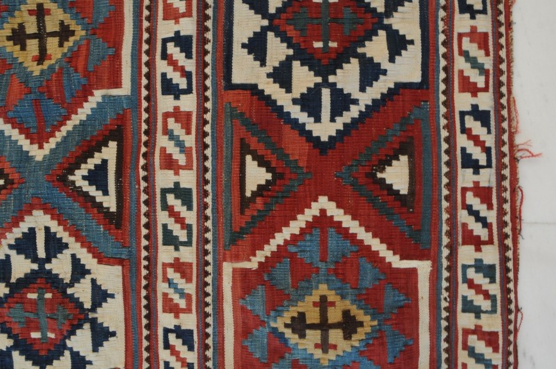 Terrific antique Mafrash Kilim, Shirvan, around 1900, 26,4 x 22 in / 67 x 56 cm gallery