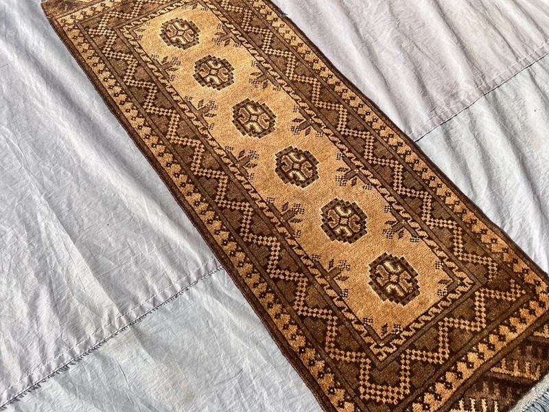 Terracotta Antique Afghan Runner Rug 2x5 Hand Knotted Turkmen Muted Wool Carpet gallery