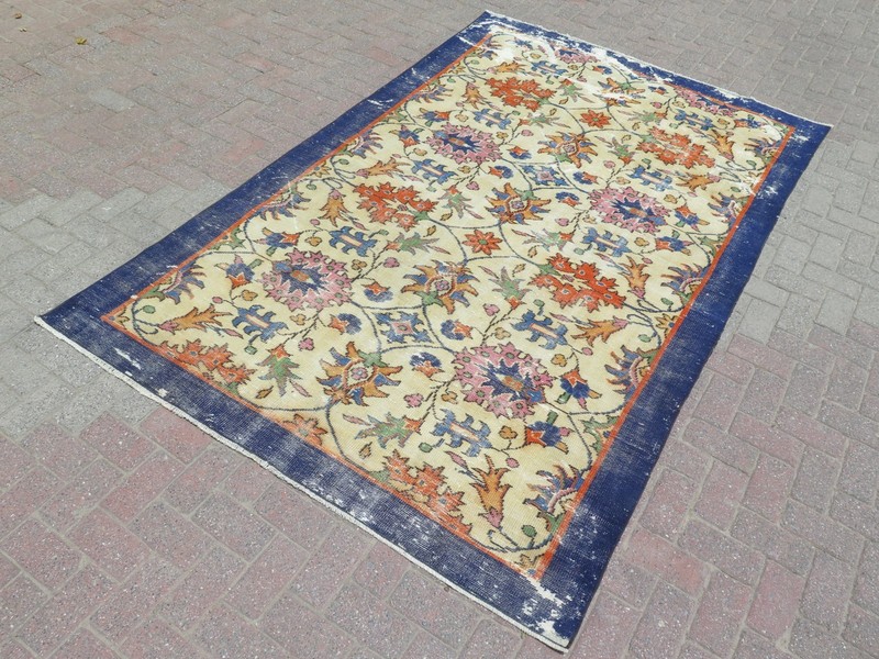 Vintage Anatolia Carpet, Distressed Rugs, Large Red Carpet Handmade Rug 67"X107" gallery