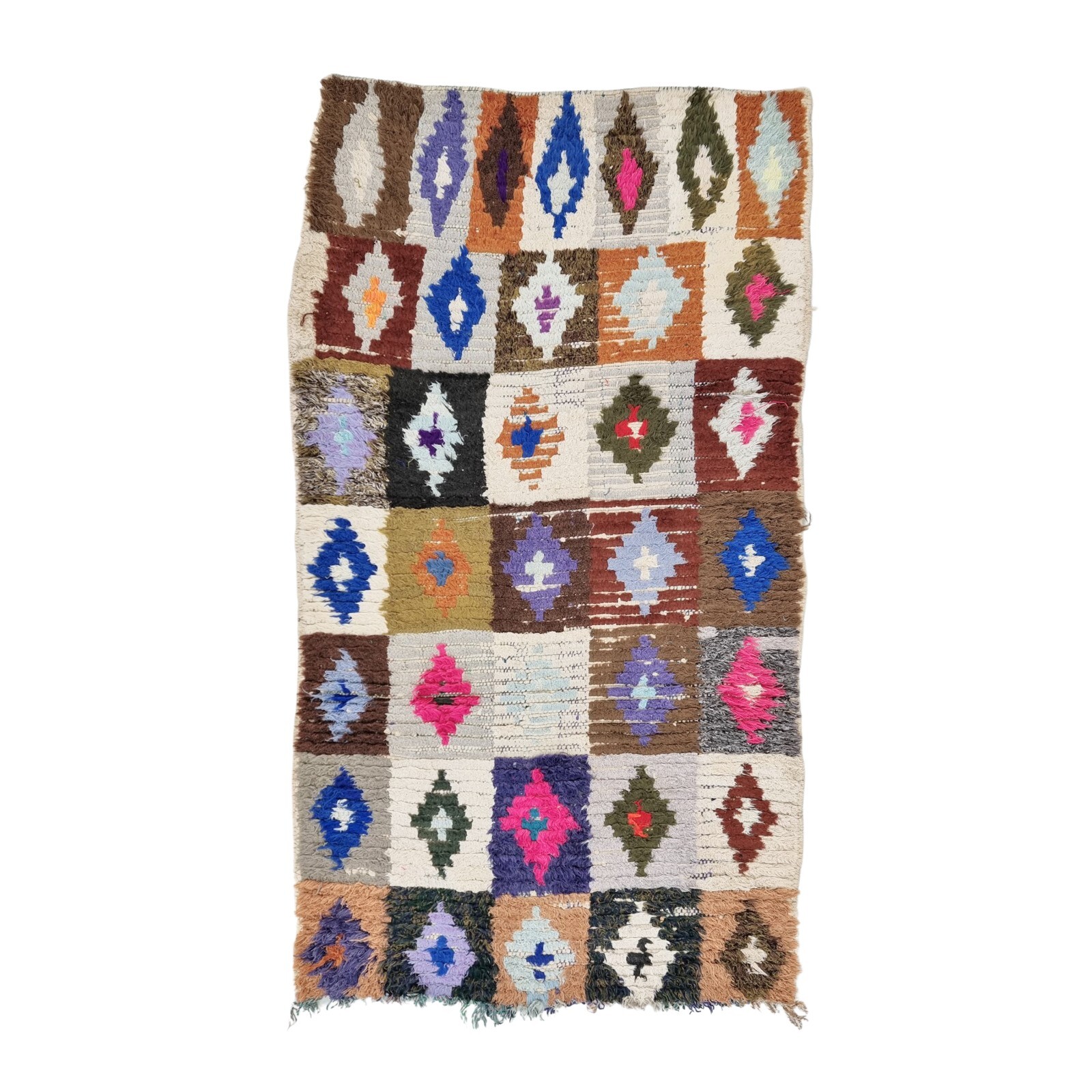 Moroccan Handmade Vintage Rug 2'8x5'1 Berber Geometric Multicolor Cotton Rug gallery
