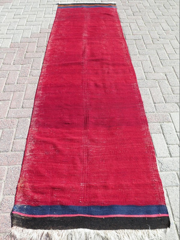 Red Turkish Kilim Rug Runner, Hallway Rug, Corridor Rugs 35"x117" Carpet Runner gallery