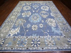 10’x13’4″ Aegean Blue,Angora Oushak with Large Motifs, Natural Dyes Wool Rug