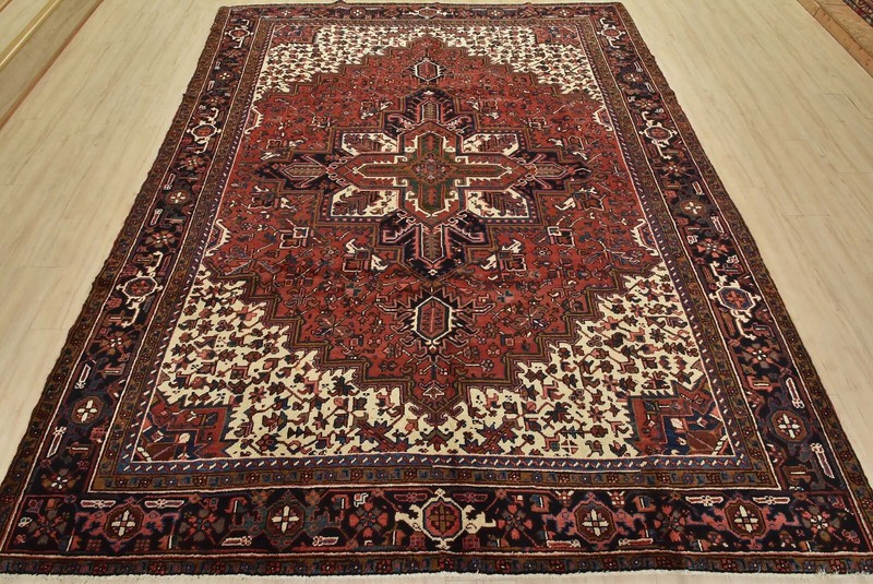 Vintage Tribal Rug 8’6” x 10’3” Red Wool Hand-Knotted Oriental Carpet gallery