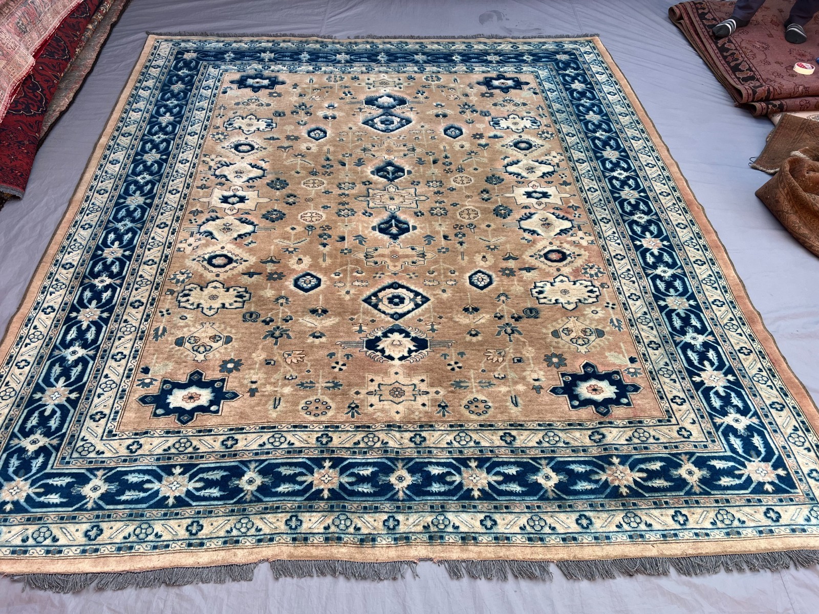 8'3x9'4 ft Caucasian All-Over Geometric Floral Handknotted Wool Vintage Rug gallery