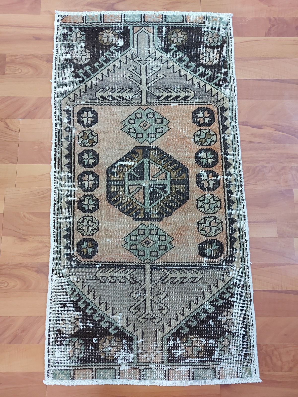Vintage Black and Beige Rug Hand Woven Wool Rug Organic Free Ship Rug gallery