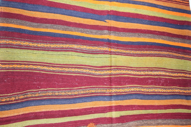 Vintage Tribal Handmade Kilim – One of a Kind Nomadic Striped design Area kilim gallery