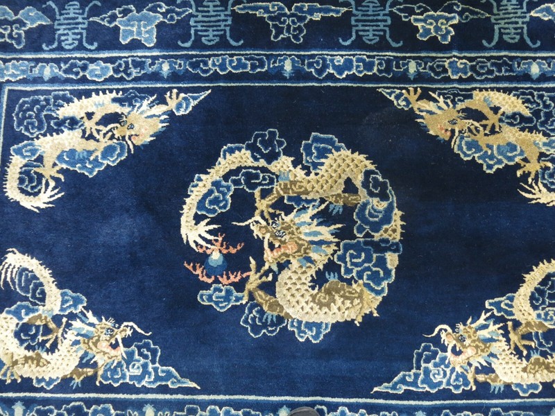 Antique Chinese Peking Dragon Rug Size 4'1''X6'1'' gallery