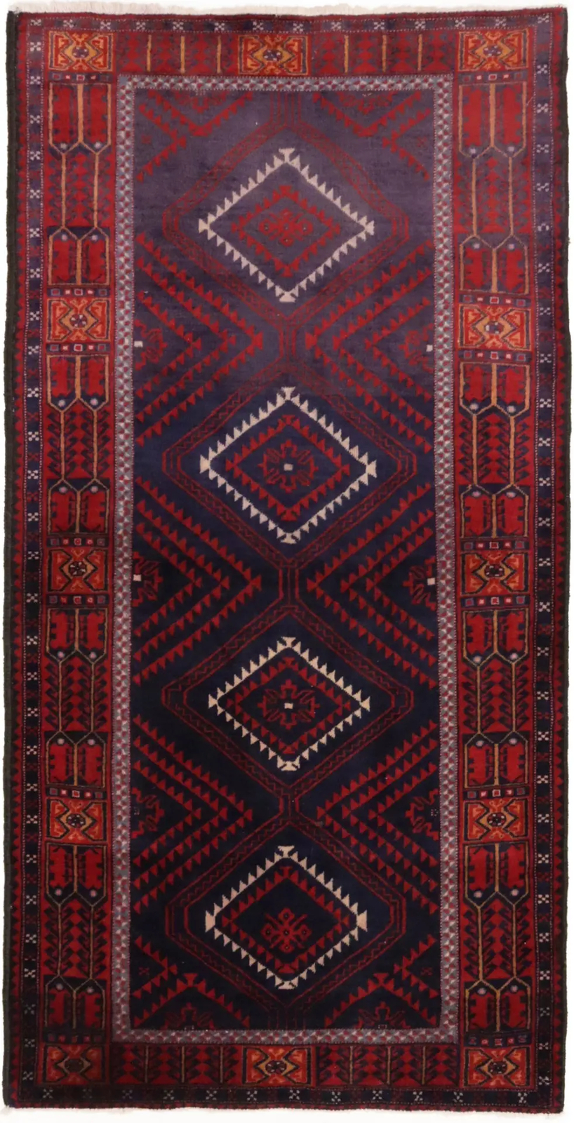 Vintage Red Tribal Geometric Rug Foyer Size Oriental Decor Carpet 3'4X6'8 ft gallery