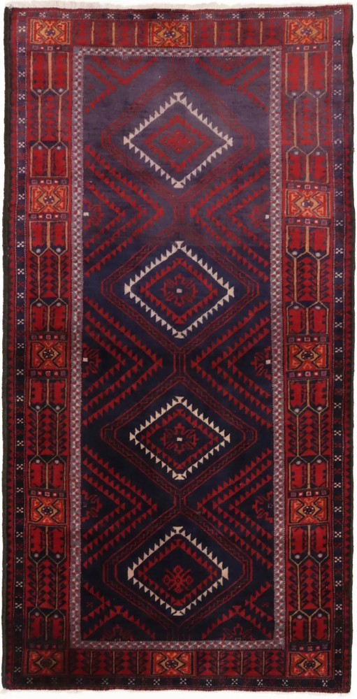 Vintage Red Tribal Geometric Rug Foyer Size Oriental Decor Carpet 3'4X6'8 ft