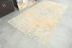 handmade large vintage turkish rug 5×10 oushak oriental muted area carpet,1358