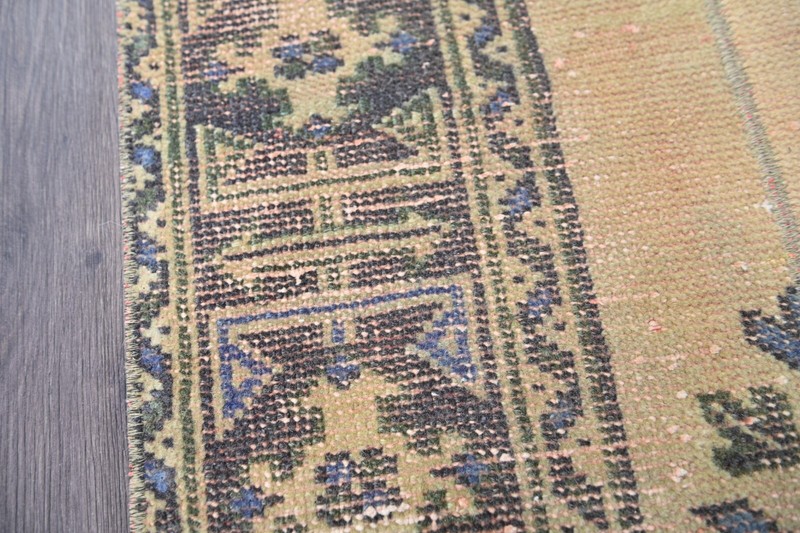 Vintage Turkish Runner Rug 2x10ft Wool Anatolian Handmade Hallway Oushak BEIGE gallery