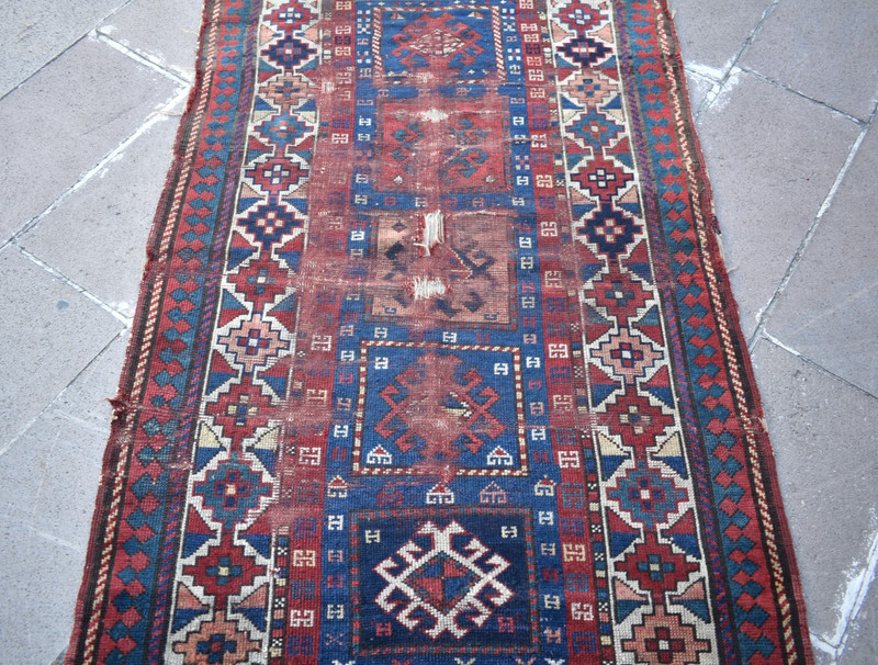 Fabulous Antique Caucasian Rug 43'' x 80'' Collector Item Great Color Kazak Rug gallery