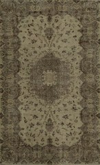 Exquisite Vintage Beige Rug 5×10 Hand-knotted Wool Distressed Turkish Carpet