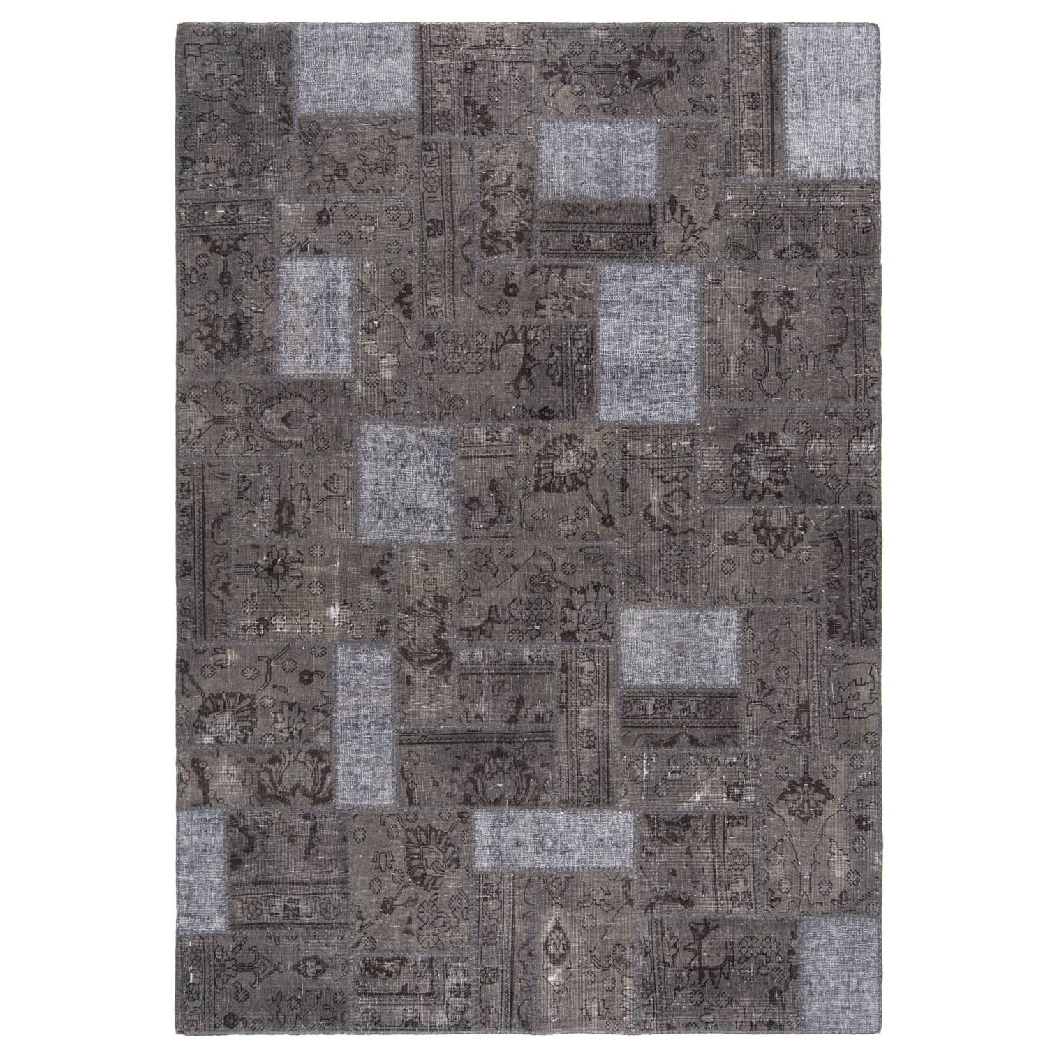 Patchwork 252x175 cm Hand Knotted Vintage Rug Carpet Rectangular Grey gallery