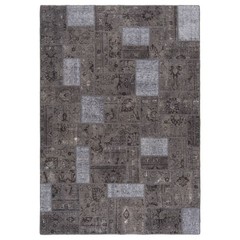 Patchwork 252×175 cm Hand Knotted Vintage Rug Carpet Rectangular Grey