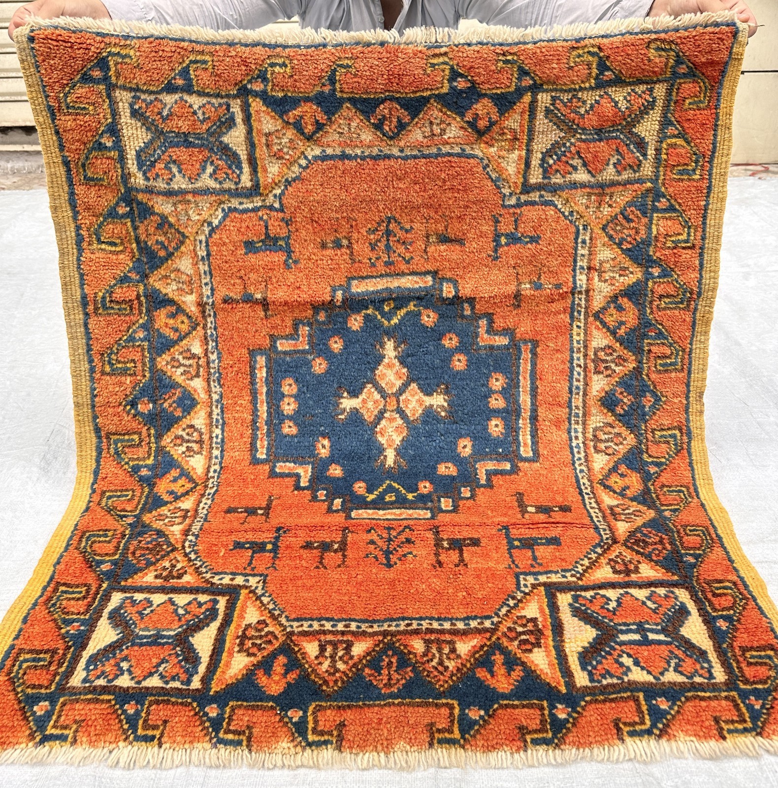 COLLECTORS' ITEM Semi Antique Stunning Squarish Kazak Fine Quality Caucasian Rug gallery