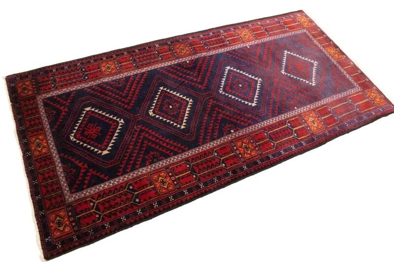Vintage Red Tribal Geometric Rug Foyer Size Oriental Decor Carpet 3'4X6'8 ft gallery
