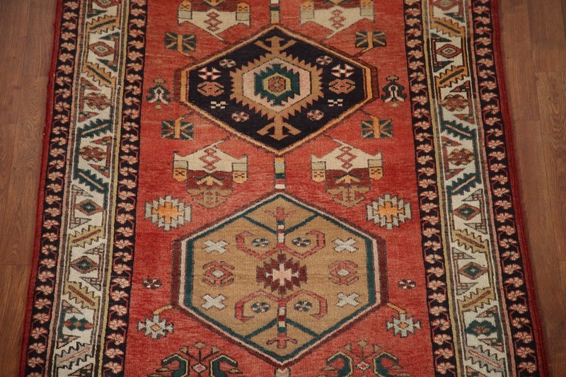 Geometric Heriz Traditional 11 ft. Runner Rug 4x11 for Hallway Handmade Carpet gallery