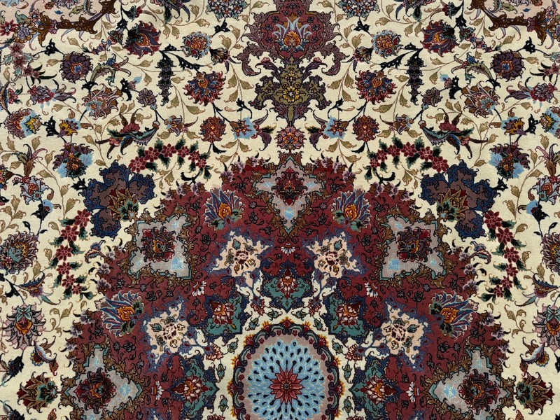 FINE ORIENTAL RUG WOOL SILK 8x12 VINTAGE HANDMADE HAND-KNOTTED COLORFUL 9x12 ft gallery