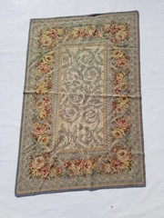 Vintage French Handwoven Floral Multicolor Wool Rug Carpet 5.5×3.7ft