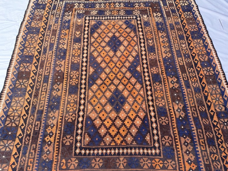 Terracotta Faded Kilim Rug 6'9x10'2 Vintage Afghan Tribal Boho Flatweave Rug gallery