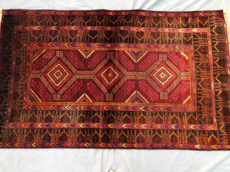 3'1 x 5'0 ft Vintage Afghan Hand Knotted Tribal Rug Geometric Wool Handmade Rug gallery