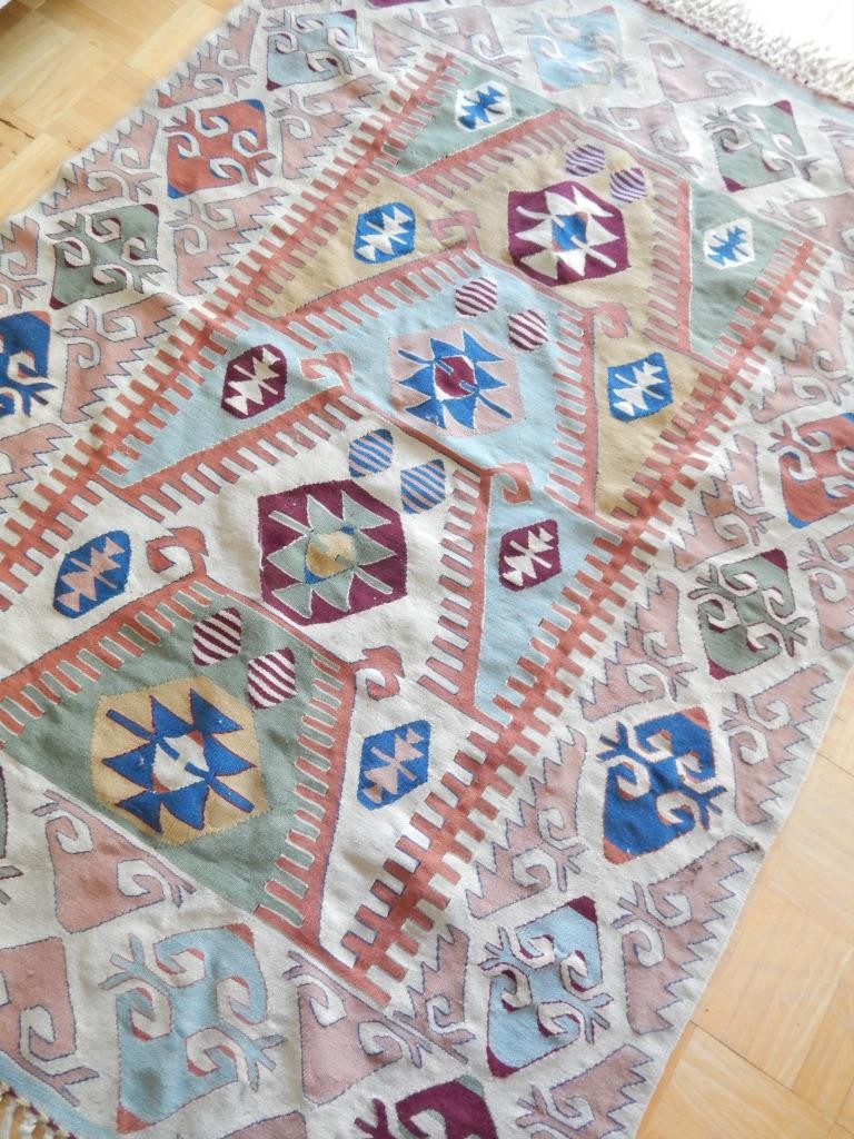 VINTAGE ANTIQUE ANATOLIAN TURKISH KILIM TRIBAL RUG CARPET HANDMADE 44.5 X 60.5 gallery