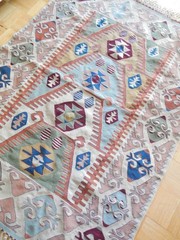 VINTAGE ANTIQUE ANATOLIAN TURKISH KILIM TRIBAL RUG CARPET HANDMADE 44.5 X 60.5