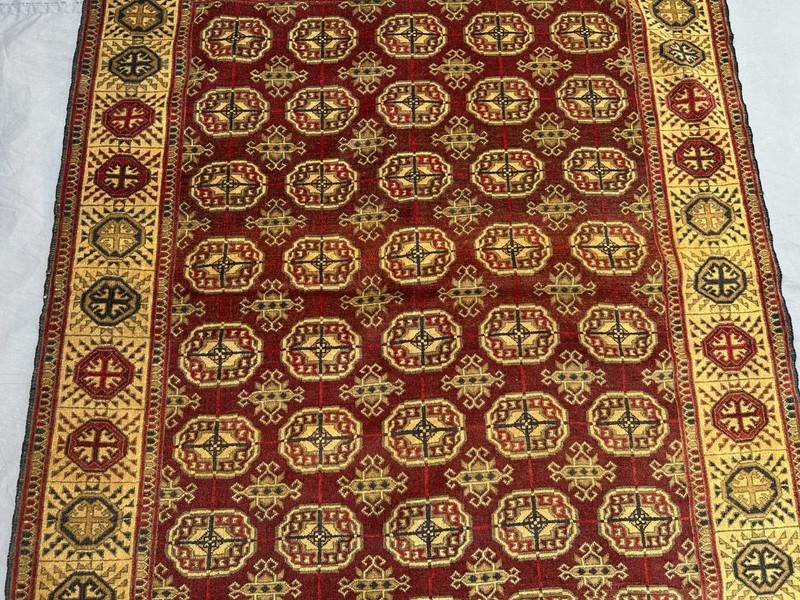 4'2x6'3 ft Antique Turkmen Tekke Rug Hand Knotted Wool Terracotta Red Area Rug gallery