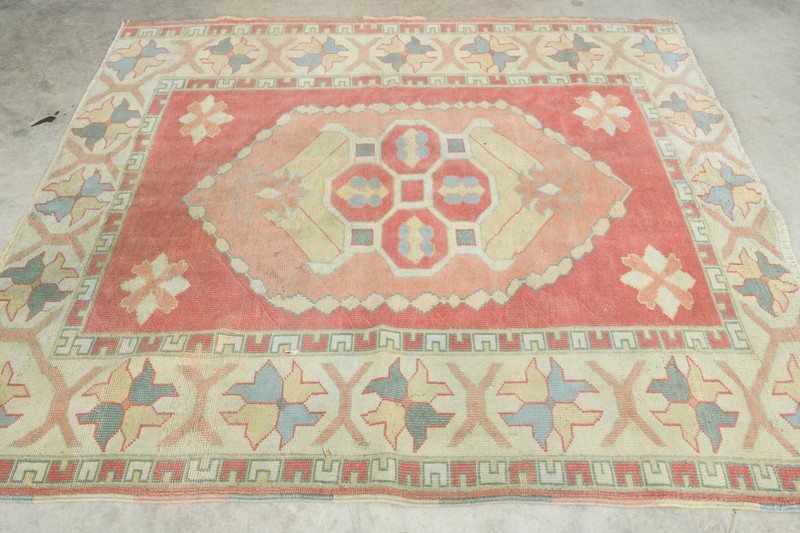 5x5 Turkish Square Rug Hand-Knotted Vintage Wool Rug Oushak Area Carpet,1261 gallery