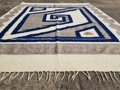 Vintage Handmade Moroccan Wool Multicolor Kilim Rug 6.7×5.5 ft