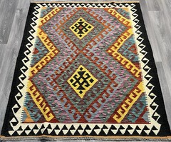 Vintage Kilim Traditional Hand Made Oriental Wool Kilim 5ft10inx3ft 178cmx140cm