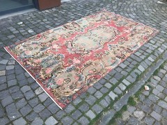 Turkish Vintage Rug, Handmade Wool Rug, Bohemian Large Rug, 5,0 x 8,7 ft